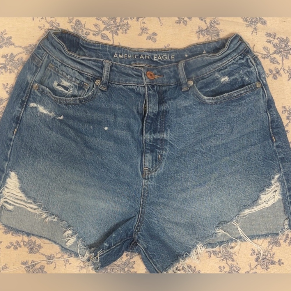 American Eagle Outfitters Distressed Highest Rise Mom Shorts